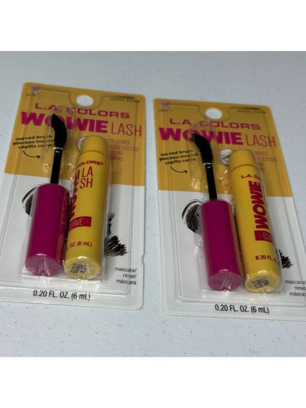 LA Colors Wowie Lash Mascara Classic Black 2 Pack Curved Brush Makeup New